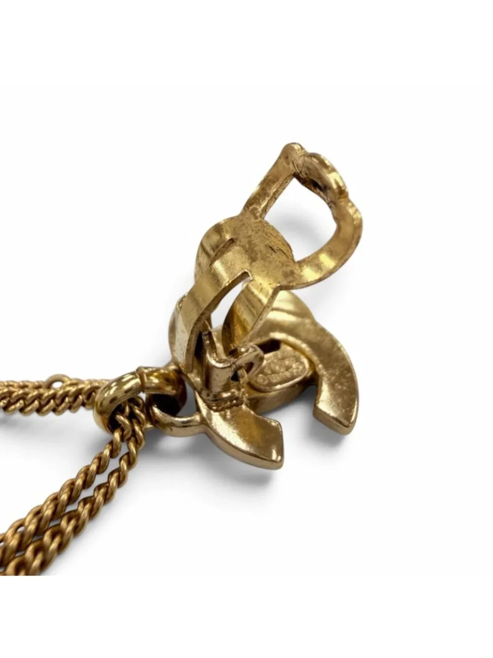 Chanel 02P Vintage Metal CC Logo Quilted Bag Earrings Gold